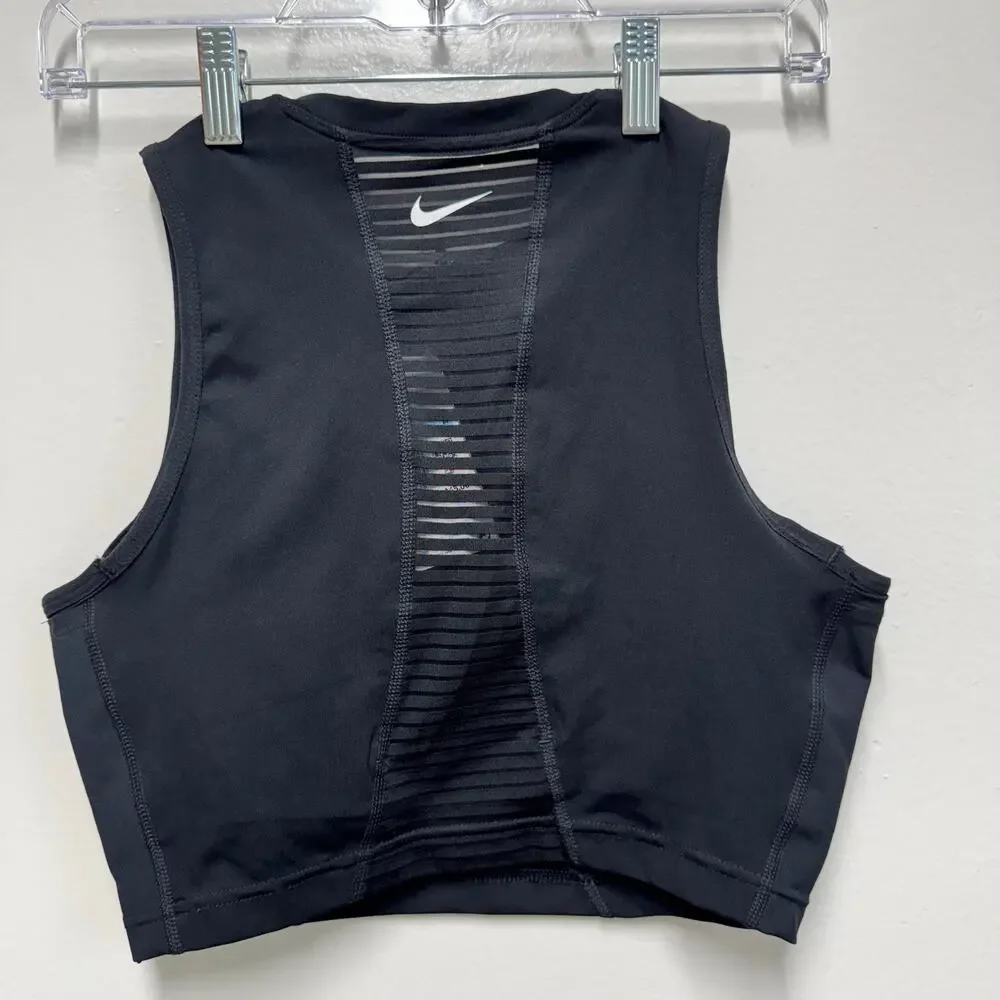 Nike Pro Dri-FIT Women’s Training Crop Top Black Half Zip Sleeveless M NWT Gym